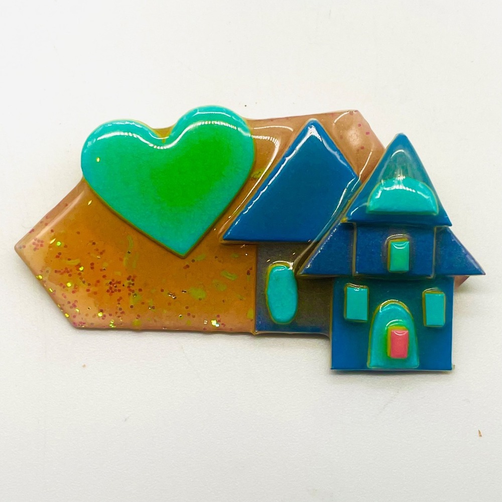 Lucinda House‎ Pins Brooch Resin Geometric Abstract Colorful Art Jewelry 2.5x2